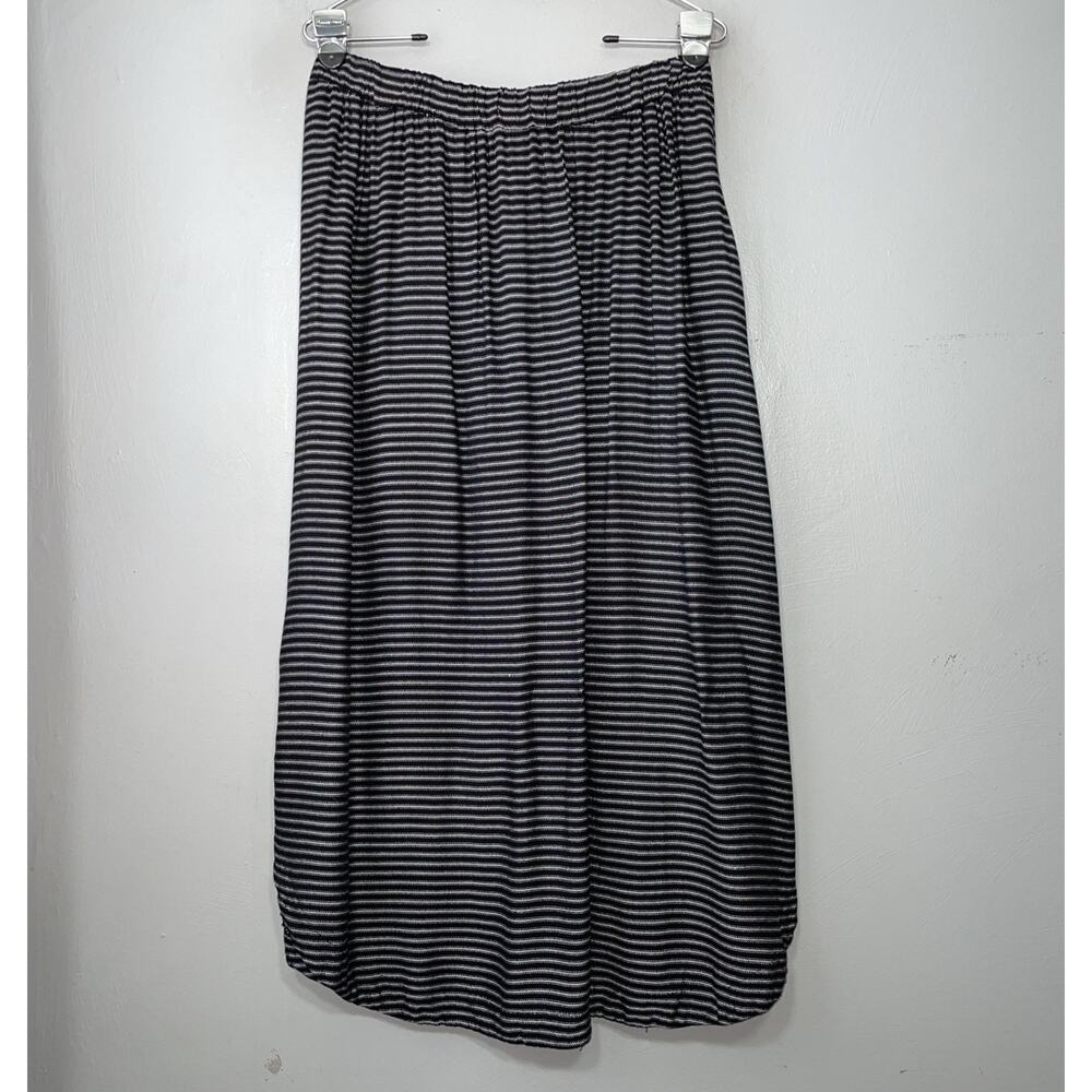 Merona Midi Button Skirt Size Medium Black White Striped Coastal Casual Preppy - Picture 5 of 10